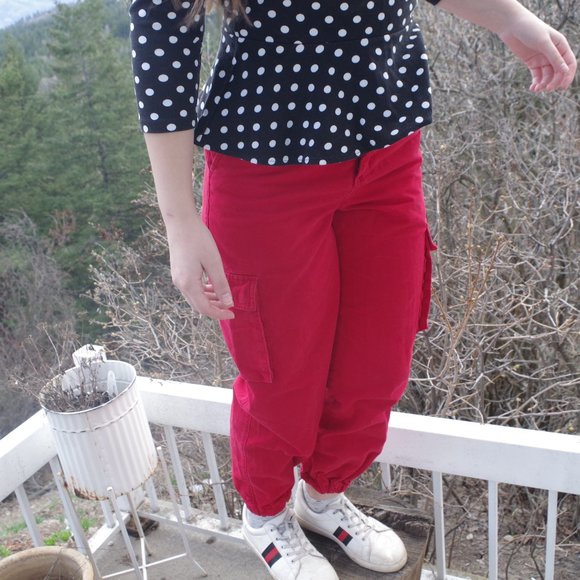Red Cargo Pants By Forever 21 - Picture 1 of 6